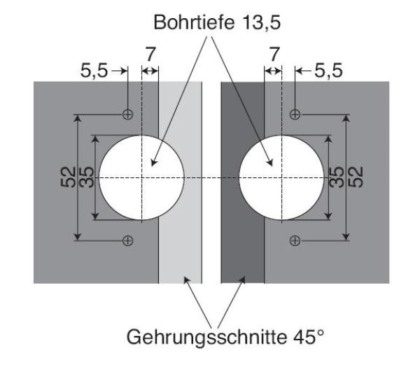 Gehrungsscharnier 45°